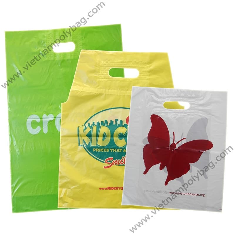 Printed customer logo patch handle plastic bag